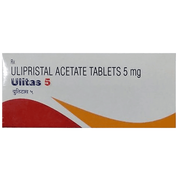 Ulitas 5 Tablet – Ulipristal acetate (5mg) 5 mg by Intas Pharmaceuticals Ltd — photo 1 of 2