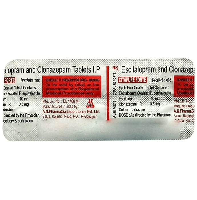 Citapure Forte Tablet – Escitalopram Oxalate (NA) by A N Pharmacia — photo 1 of 2