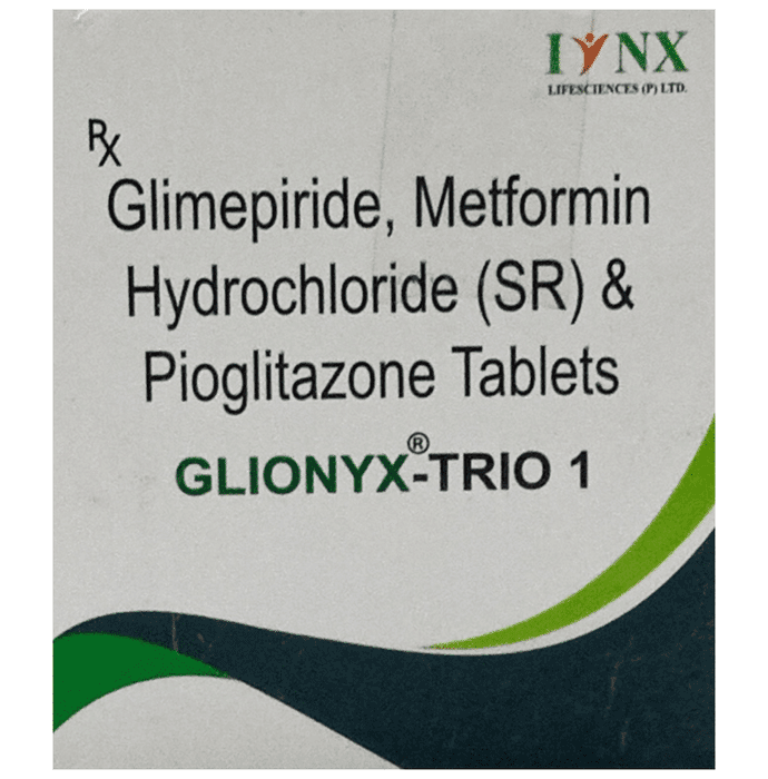 Glionyx-Trio 1 Tablet SR – Glimepiride (1mg) 1 mg by Iynx Lifesciences Pvt Ltd — photo 1 of 3
