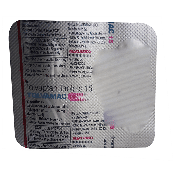 Tolvamac 15mg Tablet – Tolvaptan (15mg) 15 mg by Macleods Pharmaceuticals Pvt Ltd
