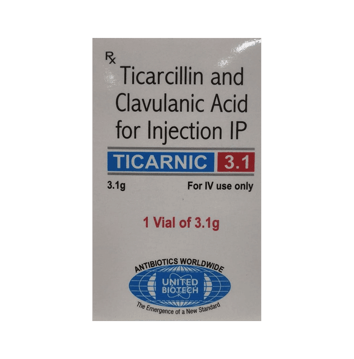 Ticarnic 3.1 Injection – Ticarcillin (3000mg) 3.1 mg by United Biotech Pvt Ltd — photo 1 of 3