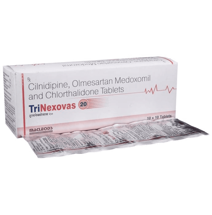 Trinexovas 20 Tablet – Olmesartan Medoxomil (20mg) 20 mg by Macleods Pharmaceuticals Pvt Ltd — photo 1 of 5