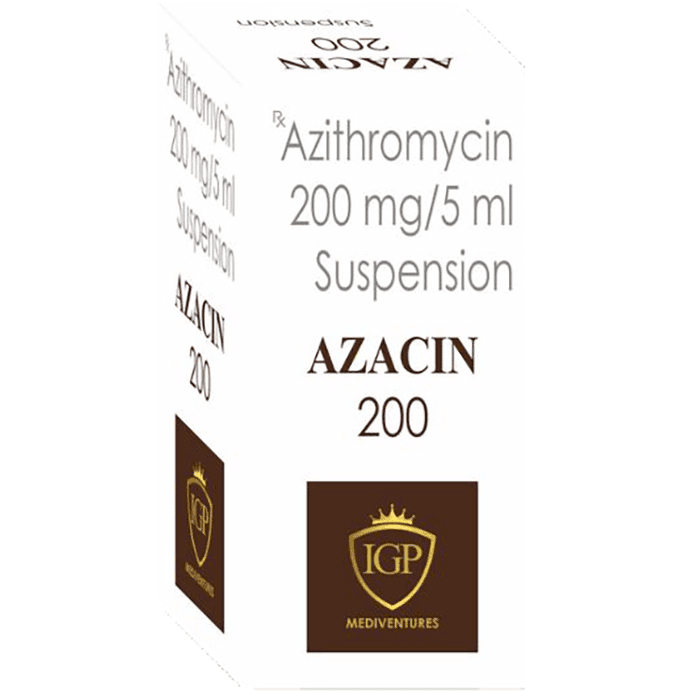 Azacin 200mg Oral Suspension – Azithromycin (200mg/5ml) 200 mg by IGP Mediventures Pvt Ltd — photo 1 of 3