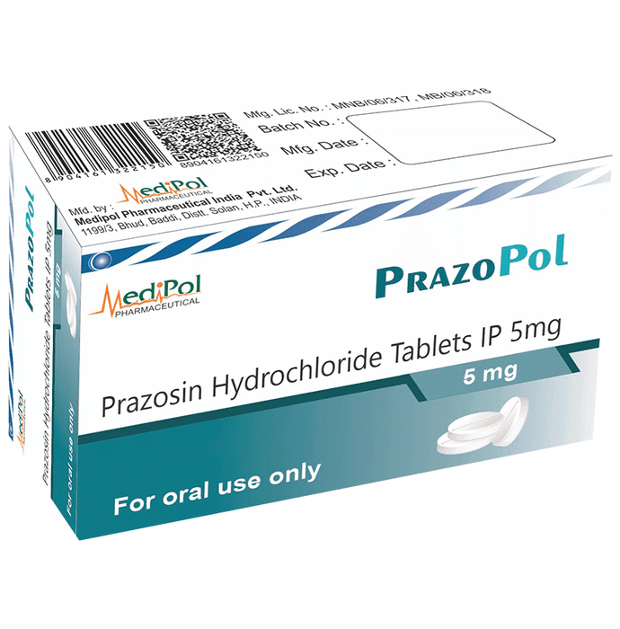 Prazopol Tablet – Prazosin (5mg) by Medipol Pharmaceuticals India Pvt Ltd — photo 1 of 2