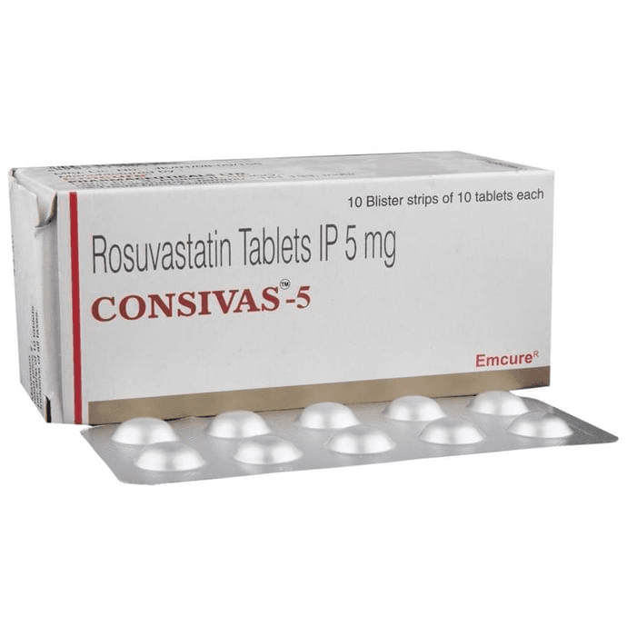 Consivas 5 Tablet – Rosuvastatin (5mg) 5 mg by Emcure Pharmaceuticals Ltd — photo 1 of 6