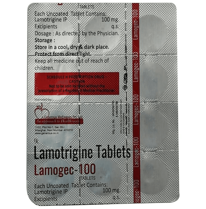 Lamogec 100 Tablet – Lamotrigine (100mg) 100 mg by Generous Mediwaves Pvt Ltd — photo 1 of 2