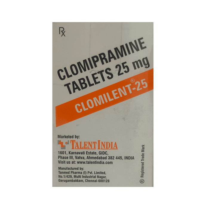 Clomilent 25mg Tablet – Clomipramine (25mg) 25 mg by Talent India — photo 1 of 4
