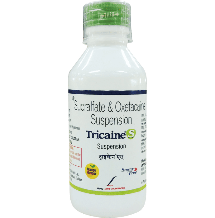 Tricaine S Suspension Mango Sugar Free – Sucralfate (1gm/5ml) by RPG Life Sciences Ltd