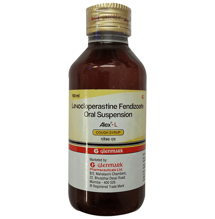 Alex-L Cough Syrup Mango – Levocloperastine (20mg/5ml) by Glenmark Pharmaceuticals Ltd — photo 1 of 3