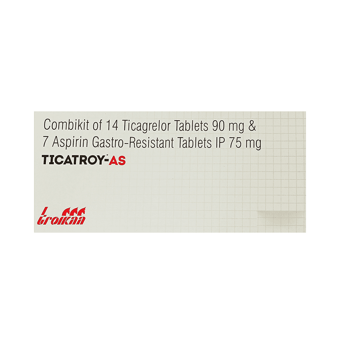 Ticatroy-AS Tablet Combikit – Ticagrelor (90mg) by Troikaa Pharmaceuticals Ltd — photo 1 of 2