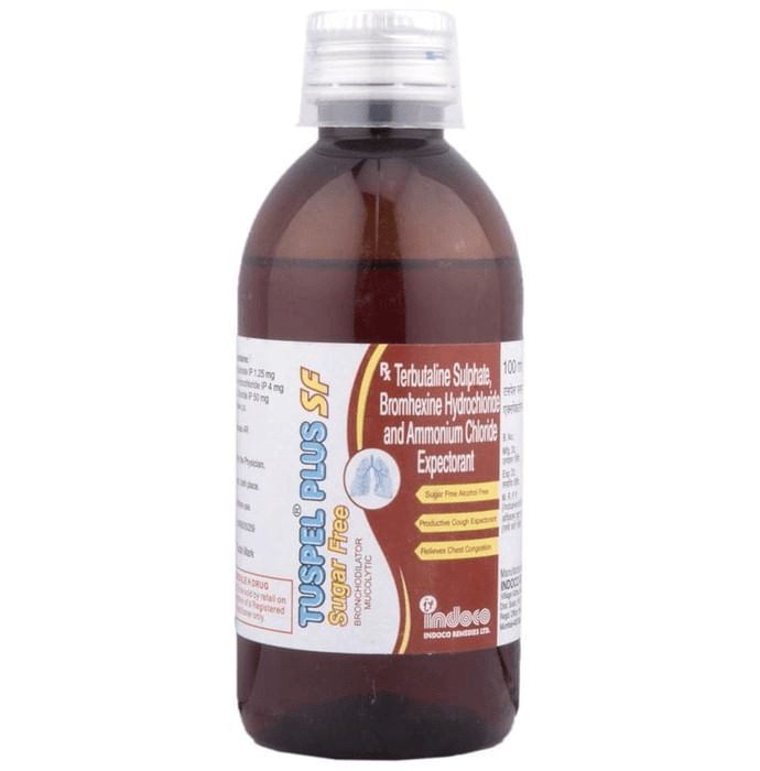 Tuspel Plus SF Syrup Sugar Free – Terbutaline (1.25mg/5ml) by Indoco Remedies Ltd — photo 1 of 2