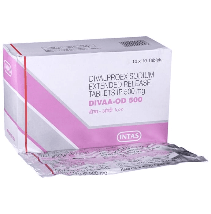 Divaa -OD 500 Tablet ER – Divalproex (500mg) 500 mg by Intas Pharmaceuticals Ltd — photo 1 of 6