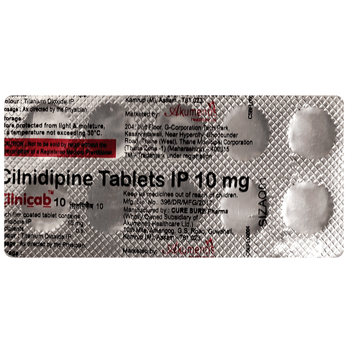 Cilnicab 10mg Tablet – 4ae1b64b-97a8-4e6c-ad79-f9651adf3d1d by Akumentis Healthcare Ltd — photo 1 of 2