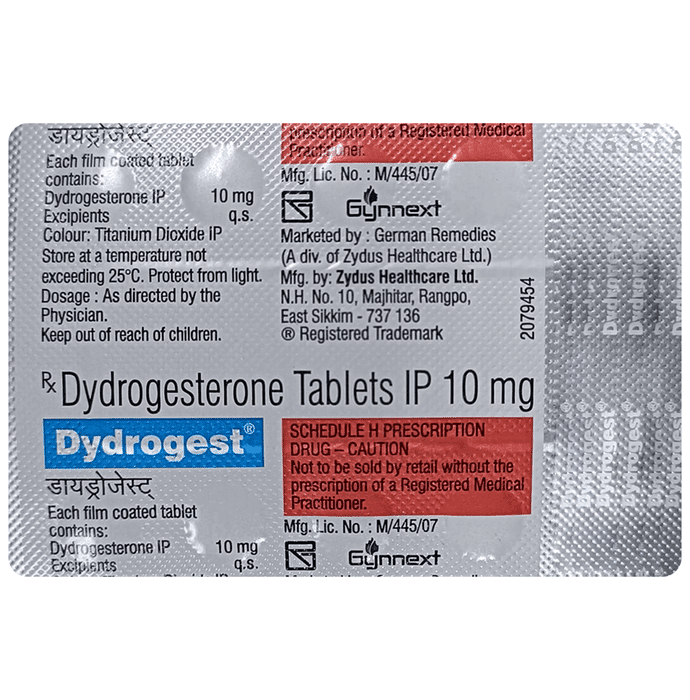 Dydrogest Tablet – Dydrogesterone (10mg) by Zydus Healthcare Limited — photo 1 of 2