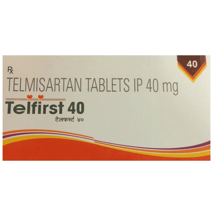 Telfirst 40 Tablet – Telmisartan (40mg) 40 mg by Zyphar's Pharmaceuticals Pvt Ltd — photo 1 of 3