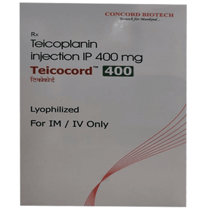 Teicocord 400 Injection – Teicoplanin (400mg) 400 mg by Concord Biotech Ltd