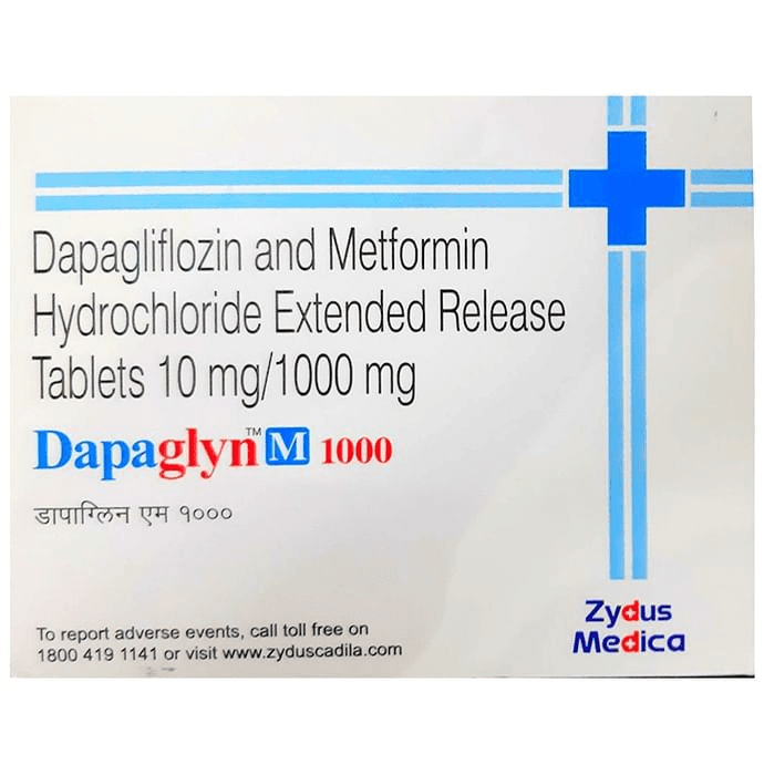 Dapaglyn M 1000 Tablet ER – Dapagliflozin (10mg) 1000 mg by Zydus Cadila — photo 1 of 4