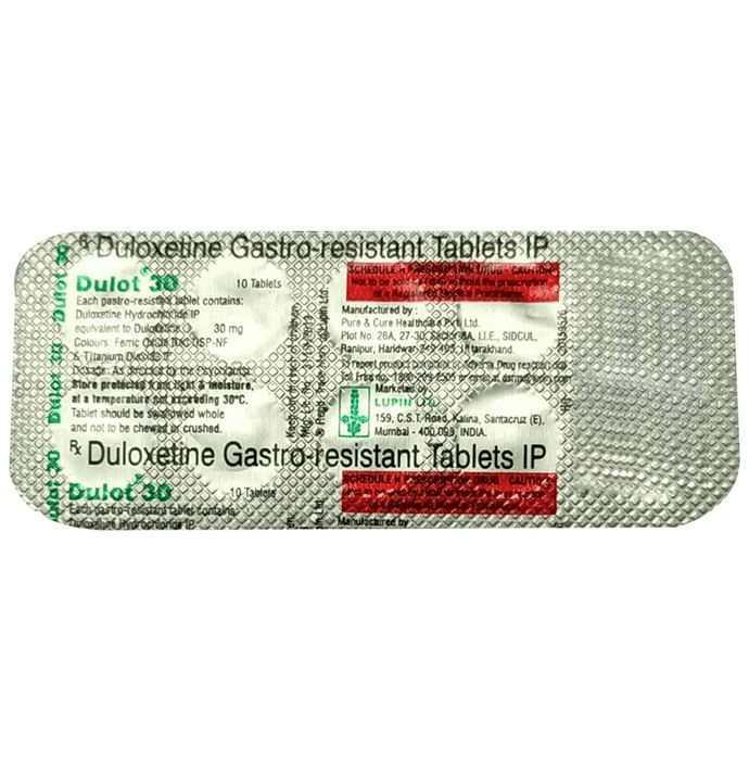 Dulot 30 Tablet – Duloxetine (30mg) 30 mg by Lupin Ltd — photo 1 of 2