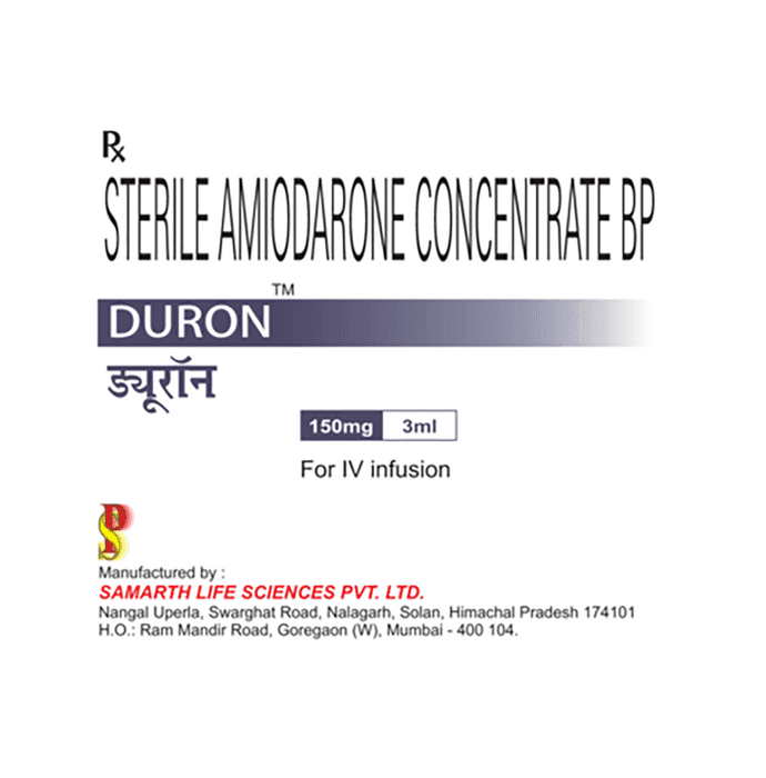 Duron 150mg Injection – Amiodarone (150mg) 150 mg by Samarth Life Sciences Pvt Ltd