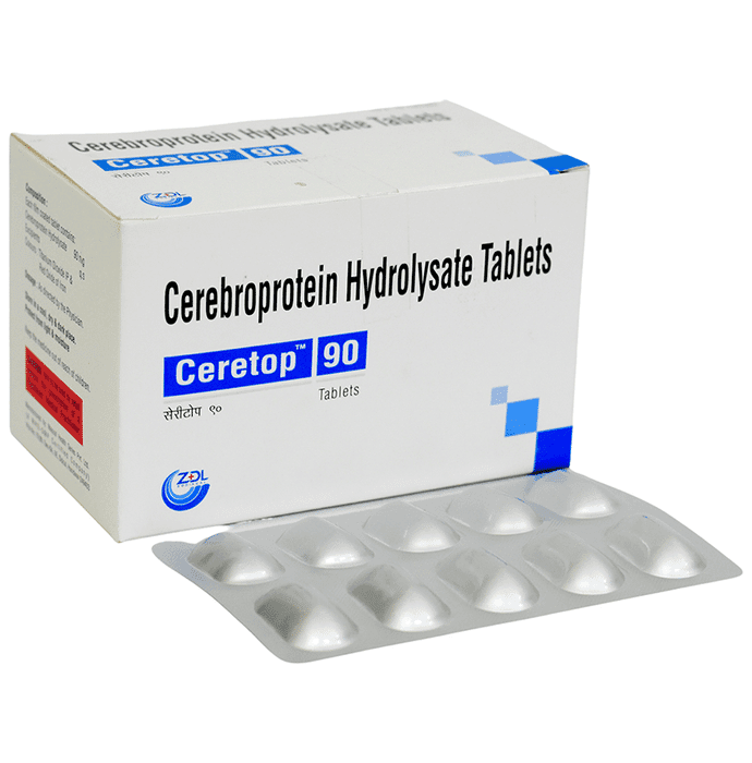 Ceretop 90 Tablet – Cerebroprotein Hydrolysate (90mg) 90 mg by ZDL(Zodiacal) Pharmaceutics Pvt.Ltd