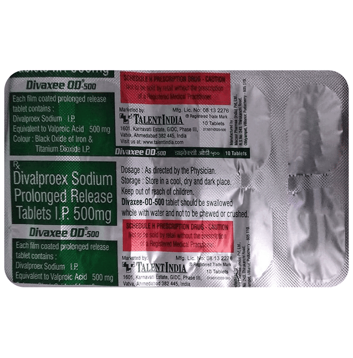 Divaxee OD 500 Tablet PR – Divalproex (500mg) 500 mg by Talent India