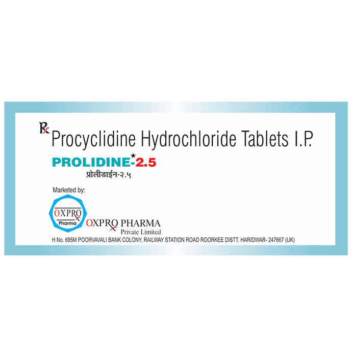 Prolidine 2.5 Tablet – Procyclidine (2.5mg) 2.5 mg by Oxpro Pharma Private Limited