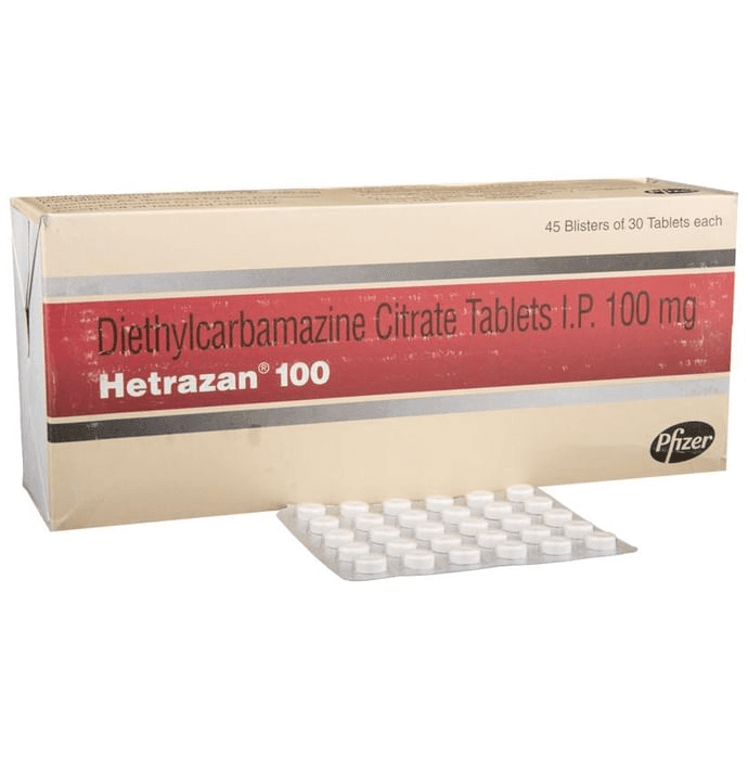 Hetrazan 100 Tablet – Diethylcarbamazine (100mg) 100 mg by Pfizer Ltd — photo 1 of 6