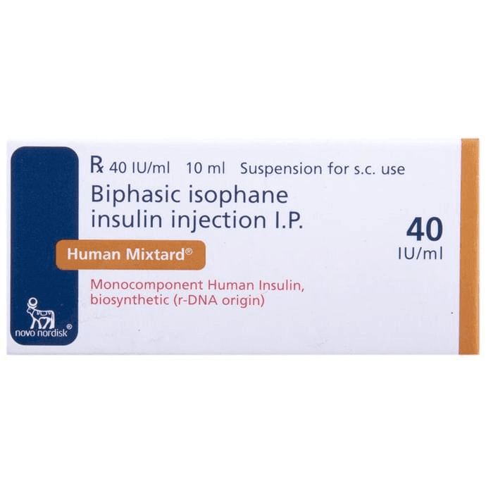 Human Mixtard 70/30 Suspension for Injection 40IU/ml – Insulin Isophane (70%) 40 iu by Novo Nordisk India Pvt Ltd — photo 1 of 4