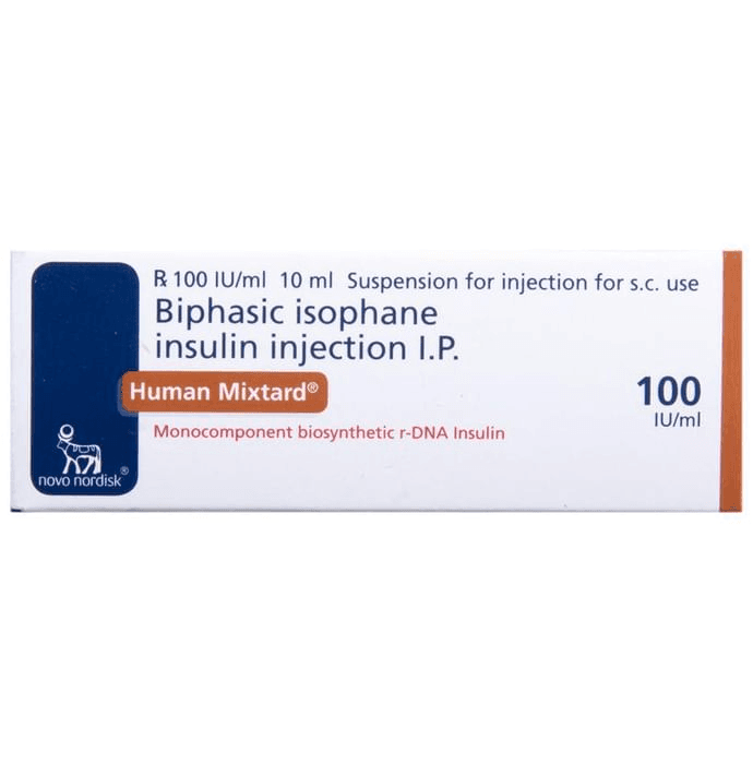 Human Mixtard 70/30 Suspension for Injection 100IU/ml – Insulin Isophane (70%) 100 iu by Novo Nordisk India Pvt Ltd — photo 1 of 2