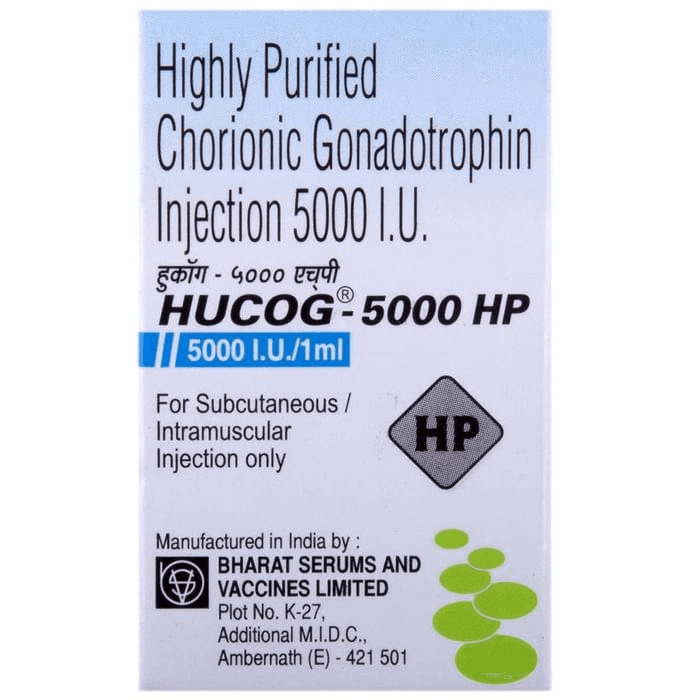 HUCOG 5000 HP Injection – Human chorionic gonadotropin (hCG) (5000IU) 5000 mg by Bharat Serums & Vaccines Ltd — photo 1 of 3