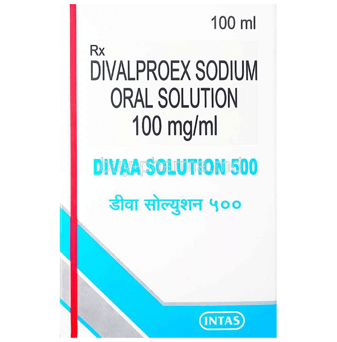 Divaa 500 Oral Solution – Divalproex (500mg/5ml) 500 mg by Intas Pharmaceuticals Ltd — photo 1 of 2