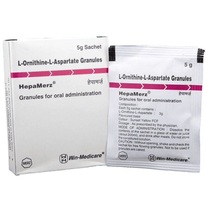 Hepamerz Granules – L-Ornithine L-Aspartate (3gm) by Win-Medicare Pvt Ltd — photo 1 of 7