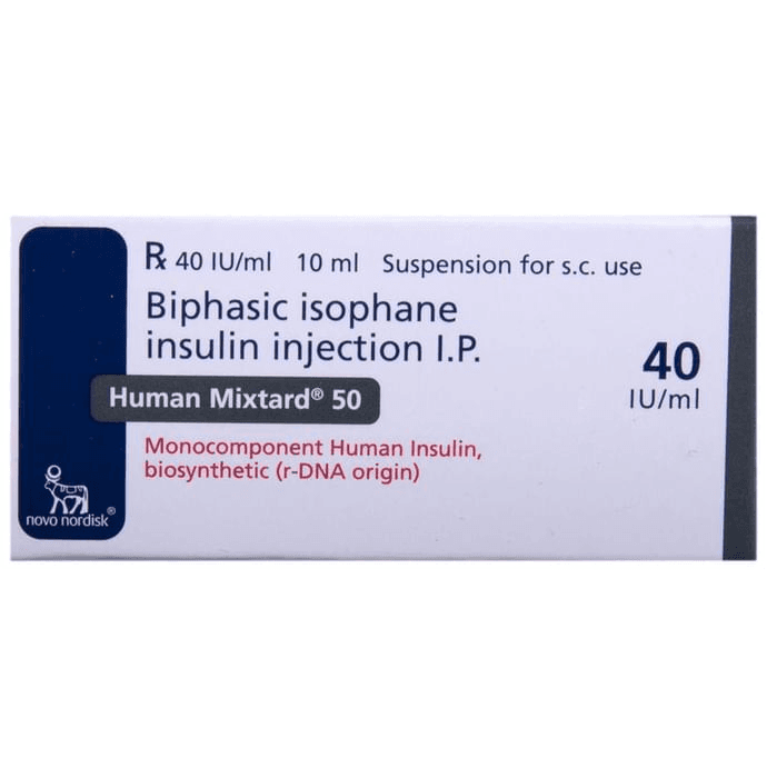 Human Mixtard 50 Injection 40IU/ml – Insulin Isophane (50%) 40 iu by Novo Nordisk India Pvt Ltd — photo 1 of 4