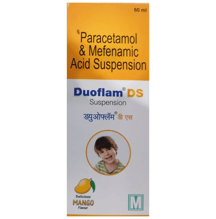 Duoflam DS Oral Suspension Delicious Mango – Mefenamic Acid (100mg/5ml) by Maneesh Pharmaceuticals Ltd — photo 1 of 3