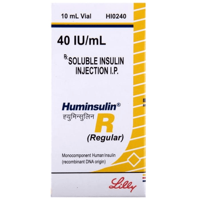 Huminsulin R 40IU/ml Injection – Human insulin (40IU) 40 iu by Eli Lilly and Company India Pvt Ltd — photo 1 of 3