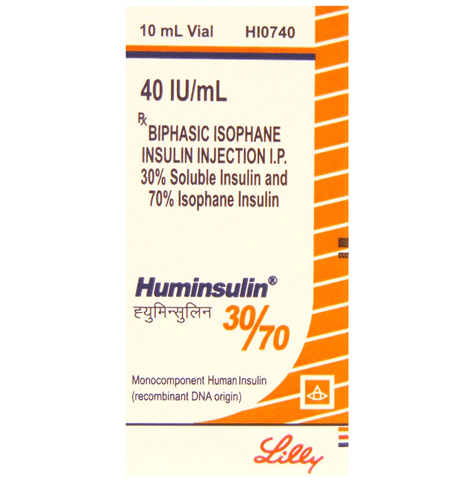 Huminsulin 30/70 Solution for Injection 40IU/ml – Insulin Isophane (70%) 40 iu by Eli Lilly and Company India Pvt Ltd