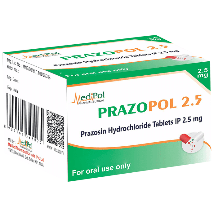 Prazopol 2.5 Tablet – Prazosin (2.5mg) 2.5 mg by Medipol Pharmaceuticals India Pvt Ltd — photo 1 of 2