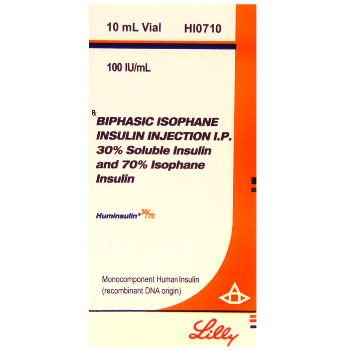 Huminsulin 30/70 Suspension for Injection 100IU/ml – Insulin Isophane (70%) 100 iu by Eli Lilly and Company India Pvt Ltd — photo 1 of 2