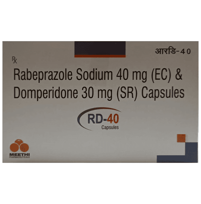RD 40 Capsule SR – Domperidone (30mg) 40 mg by Meethi Pharmaceuticals — photo 1 of 3