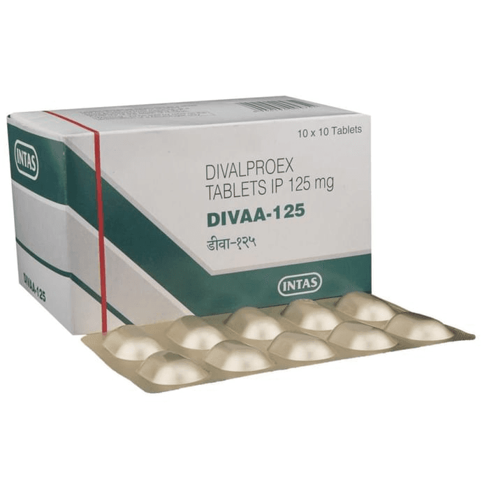 Divaa 125 Tablet – Divalproex (125mg) 125 mg by Intas Pharmaceuticals Ltd — photo 1 of 6
