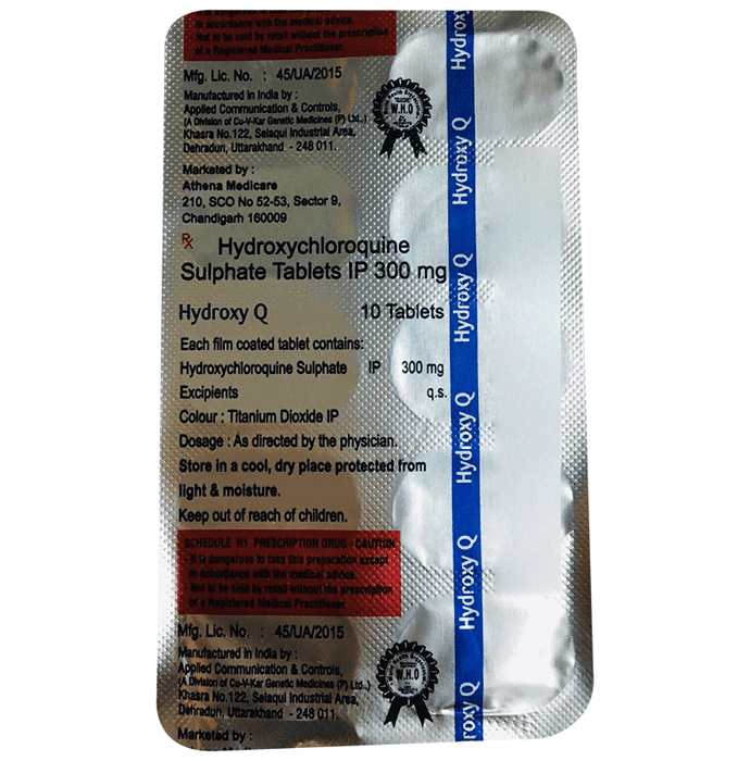 Hydroxy Q Tablet – Hydroxychloroquine (300mg) by Athena Medicare — photo 1 of 2