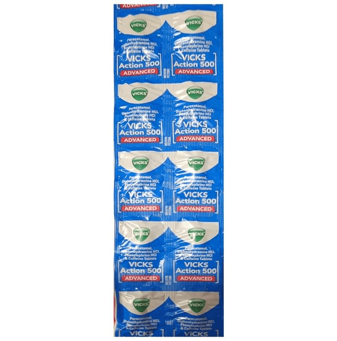 Vicks Action 500 Advanced Tablet – Caffeine (30mg) 500 mg by Procter & Gamble Hygiene and Health Care Ltd