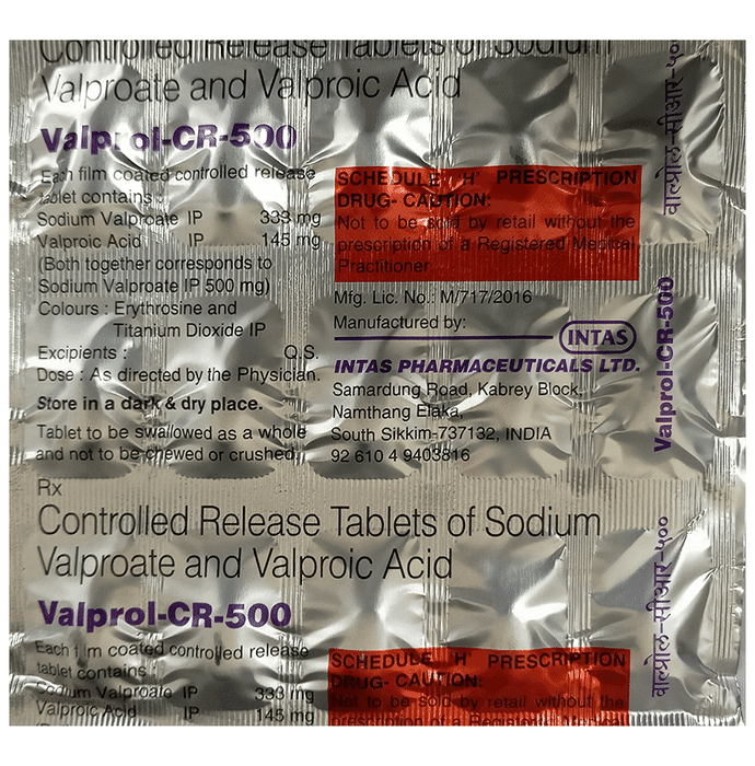 Valprol -CR 500 Tablet – Valprol -CR 500 Tablet by Intas Pharmaceuticals Ltd — photo 1 of 2
