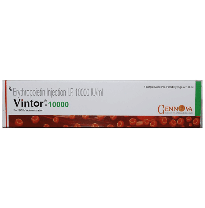 Vintor 10000IU Injection – Recombinant Human Erythropoietin Alfa (10000IU) 10000 iu by Emcure Pharmaceuticals Ltd
