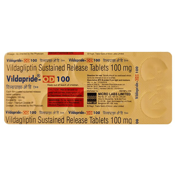 Vildapride OD 100mg Tablet – Vildagliptin (100mg) 100 mg by Micro Labs Ltd