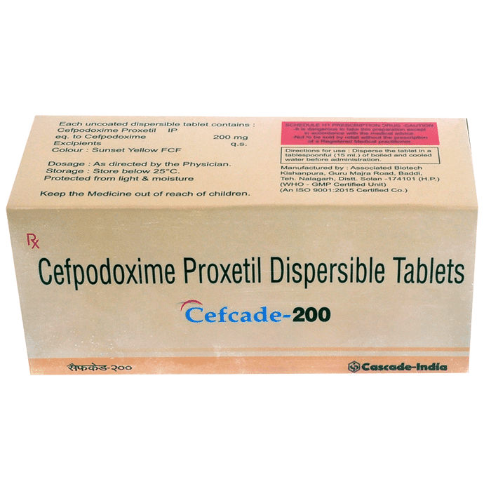 Cefcade 200 Tablet – Cefpodoxime Proxetil (200mg) 200 mg by Cascade India Pharmaceuticals — photo 1 of 2