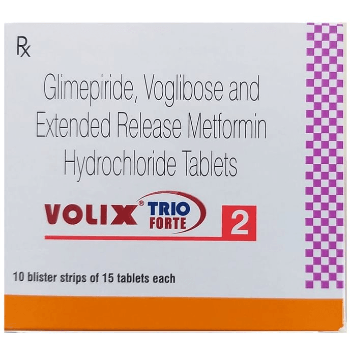 Volix Trio Forte 2 Tablet ER – Glimepiride (2mg) 2 mg by Sun Pharmaceutical Industries Ltd — photo 1 of 3