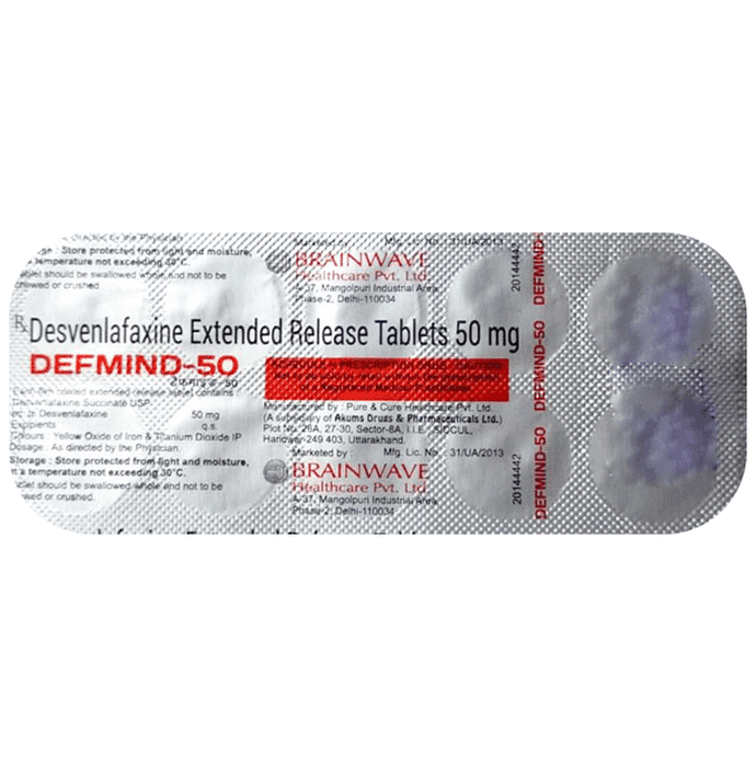 Defmind 50mg Tablet – Desvenlafaxine (50mg) 50 mg by Brainwave Healthcare Pvt Ltd