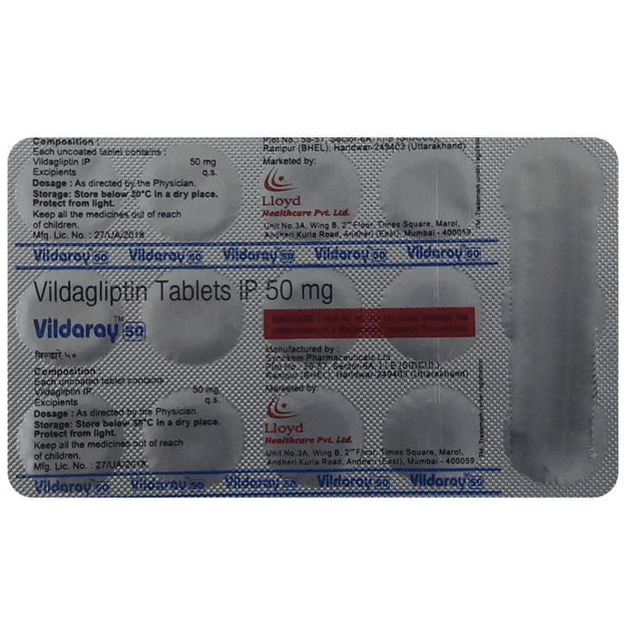 Vildaray 50 Tablet – cdf1b7b2-5dfa-4e4b-89d4-0bc20c5435d9 by Lloyd Healthcare Pvt Ltd — photo 1 of 2