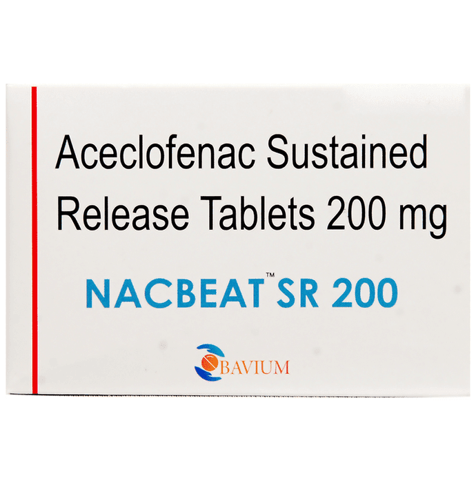 Nacbeat SR 200 Tablet – Aceclofenac (200mg) 200 mg by Bavium Pharmaceuticals Pvt Ltd — photo 1 of 2
